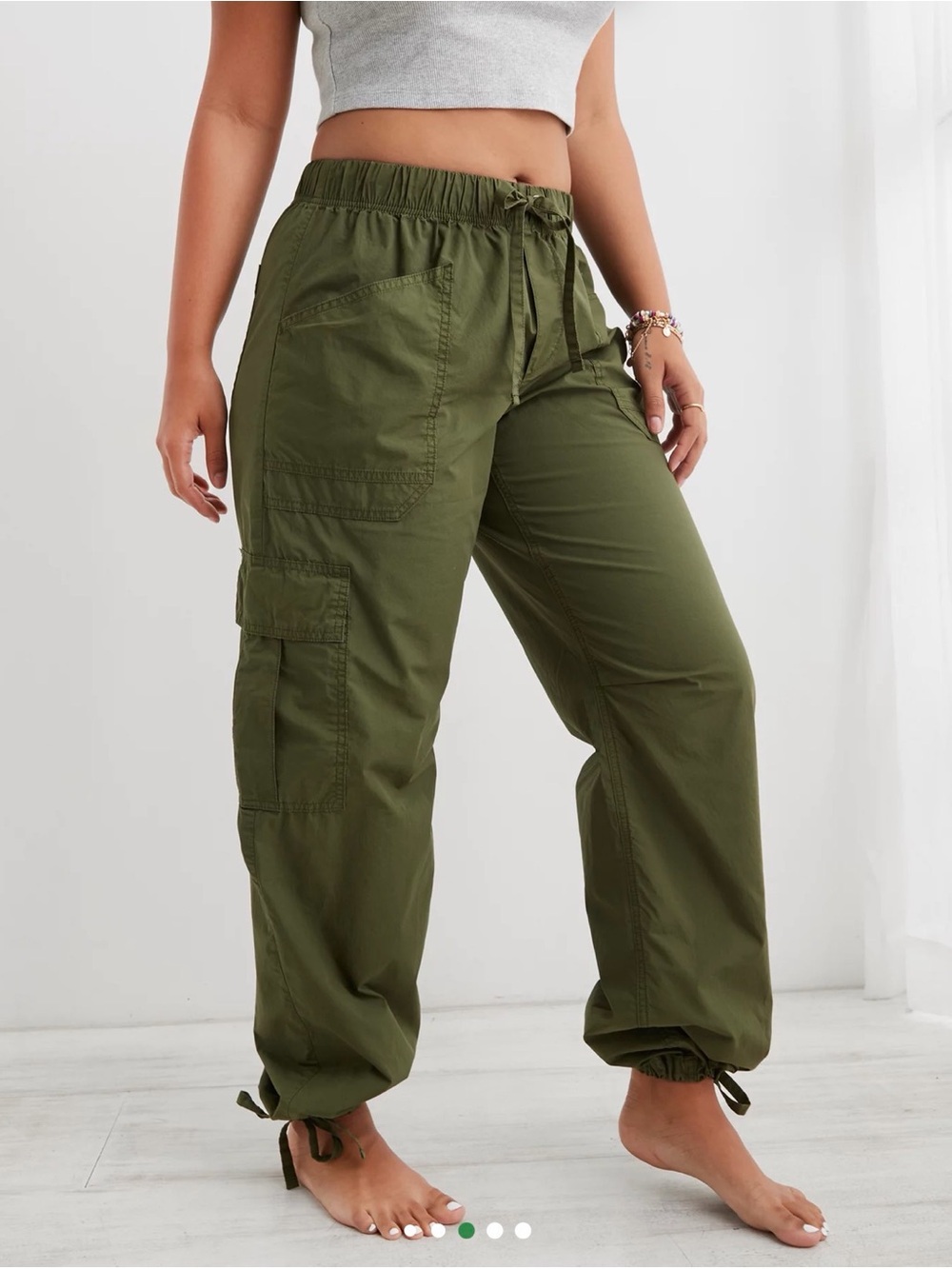 Aerie Avenue Baggy Cargo Utility Pant Olive Green (M/8) - Picture 3 of 15
